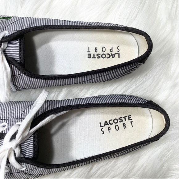 SOLD-Lacoste Pinstripe Canvas Lace Up Sneakers - Picture 5 of 8